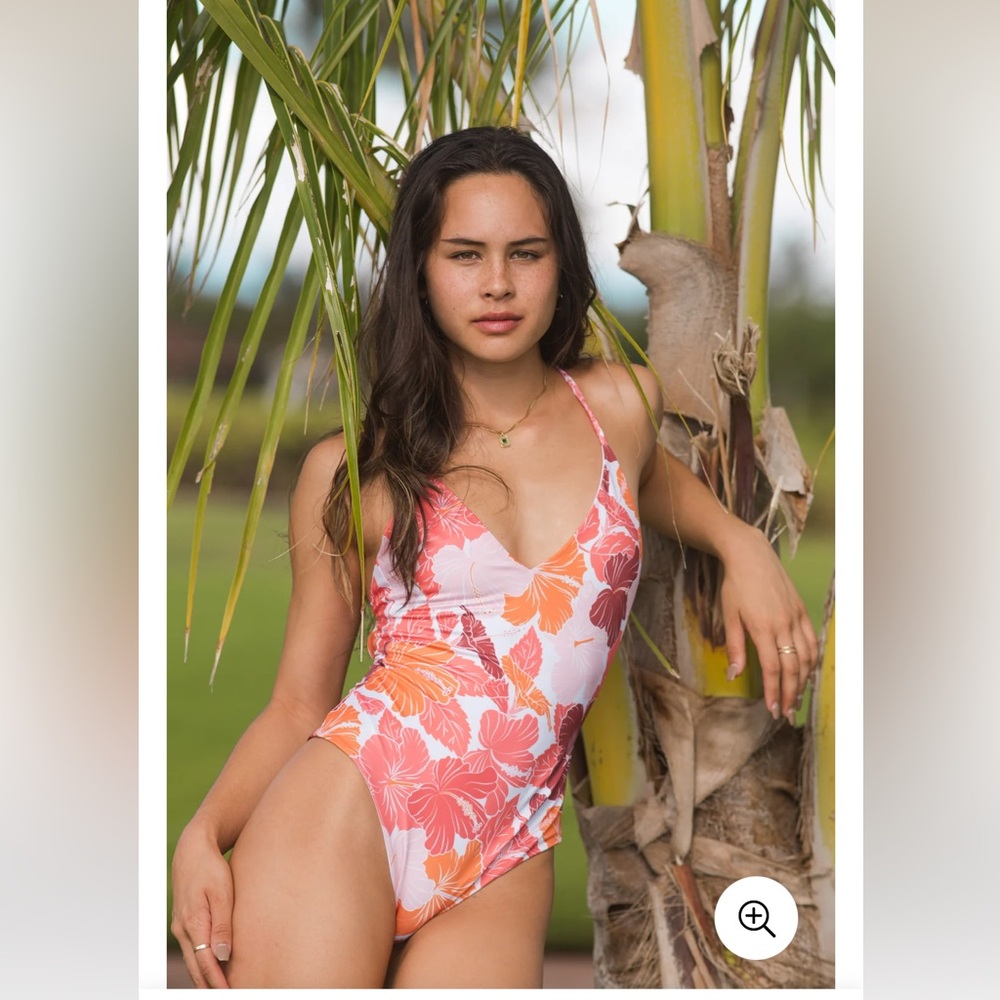 Kaiona Swim Lē'ahi Braided One Piece Swimsuit Hibiscus Sunset